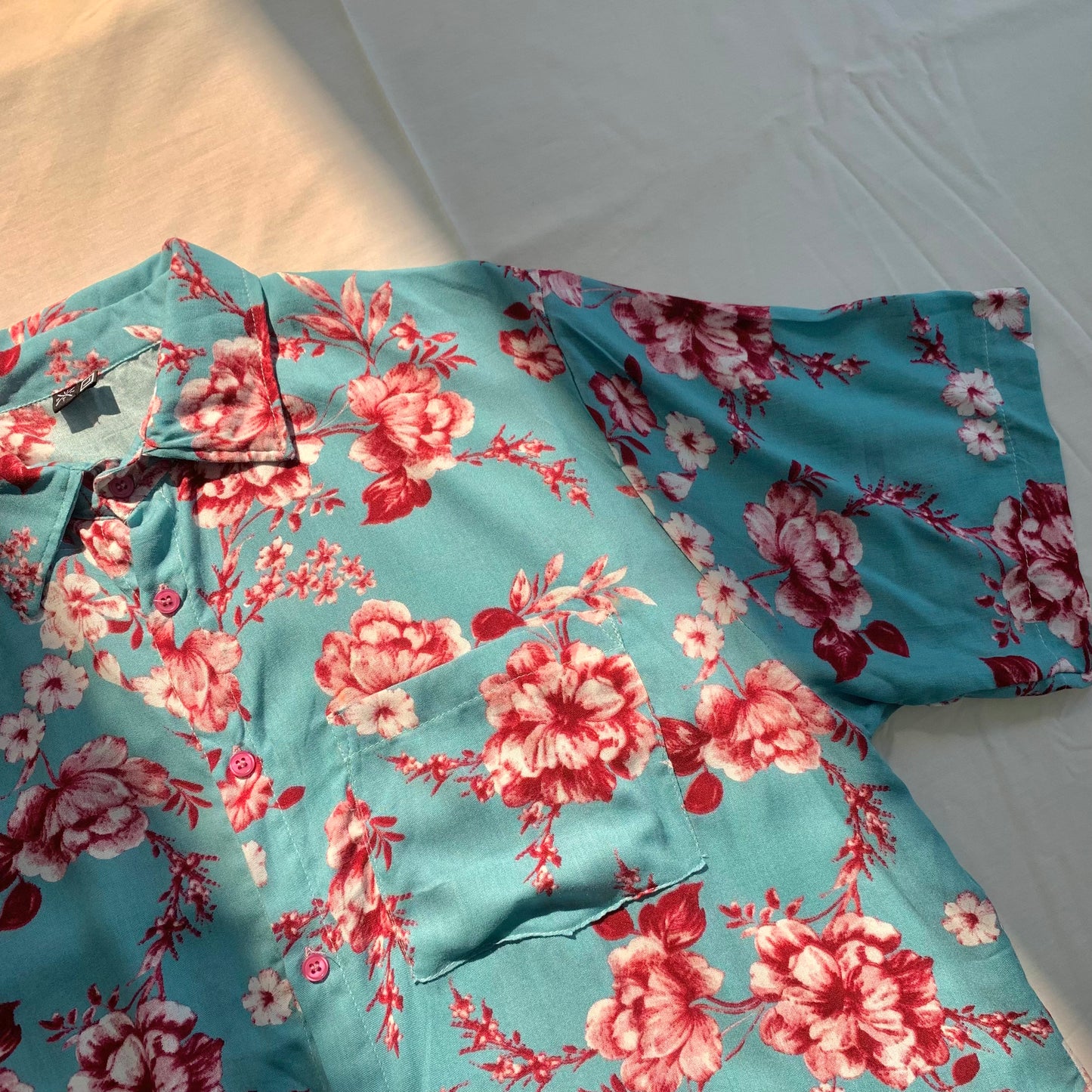 Camisa Turquesa Floreada