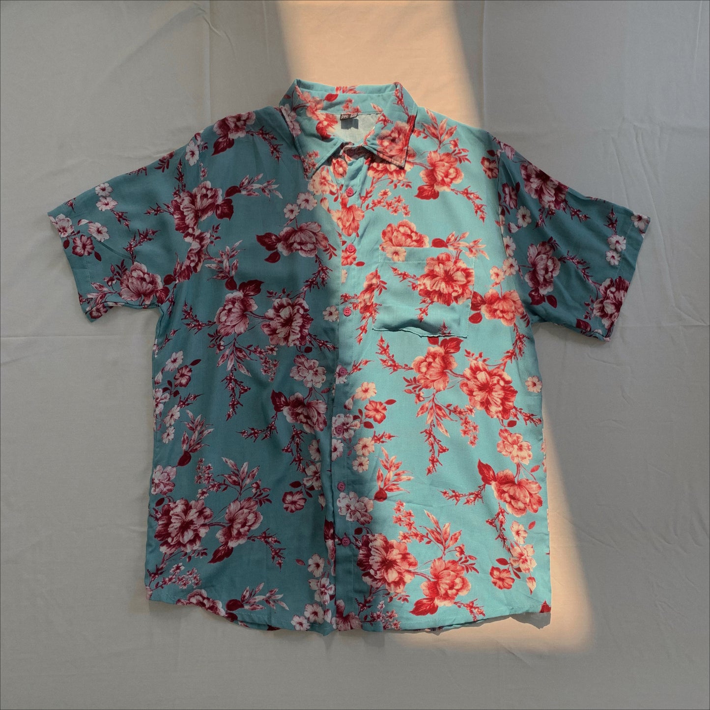 Camisa Turquesa Floreada